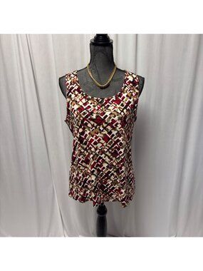 J Jill WearEver Womens Sleeveless Tank Top Size Medium Red Brown Comfy Stretch
